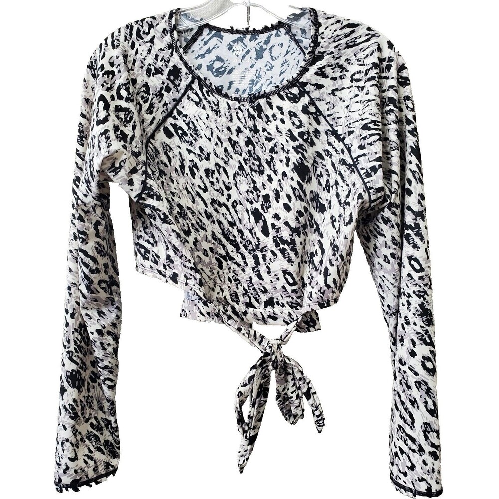 All In Motion Animal Print Long Sleeve Tie-Waist Crop Top Size XL Activewear